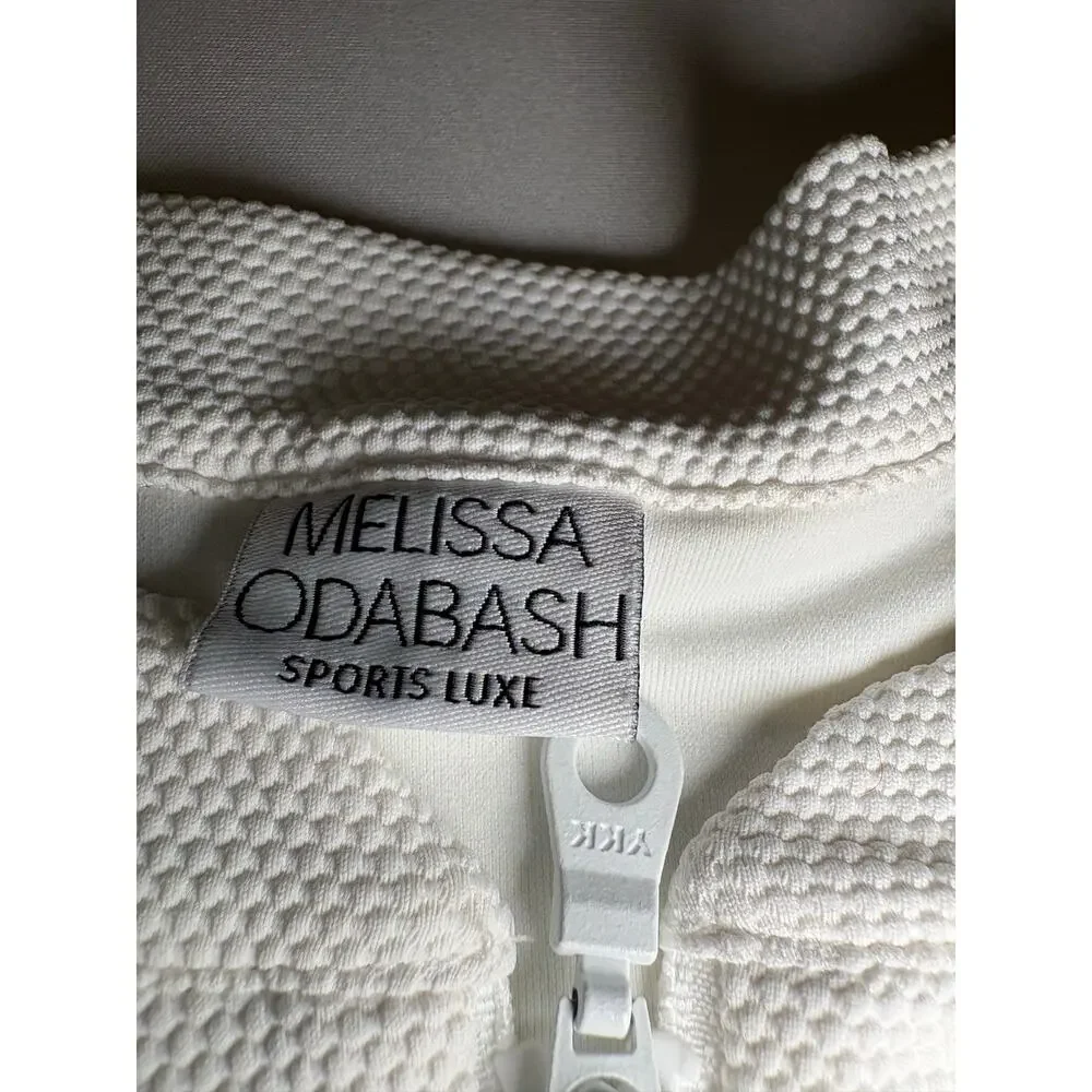 Melissa Odabash Sports Luxe White Textured Zip Front Swimsuit Rashguard US 10 - Picture 5 of 9